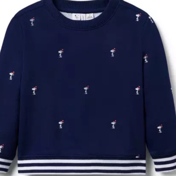 NWT - Janie and Jack Navy Sweatshirt with Peanuts Embroidered Accents